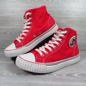 PF Flyer Red Canvas High Top Sneakers Womens 8 Mens 6.5 Retro Classic Center Hi